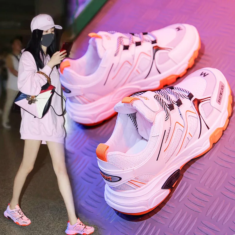 

AGUTZM Sneakers Women 2019 Spring Fashion Breathable Casual Cozy Flat Shoes Platform Shoes Outdoor Ladies Dad Sneakers