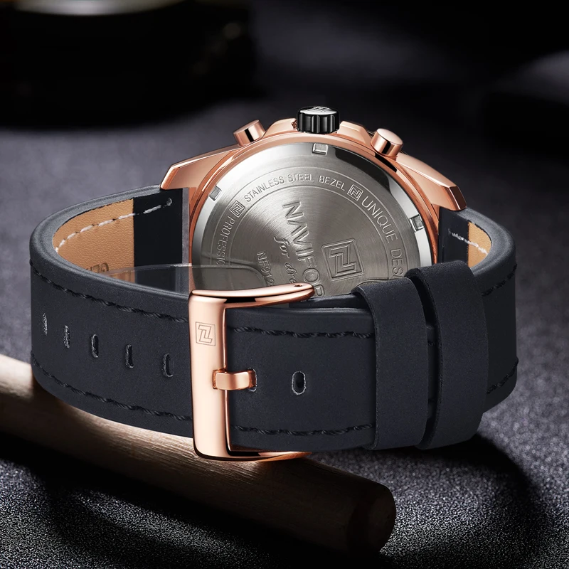 2018  NAVIFORCE Mens Watches Top Brand Luxury Waterproof 24 hour Date Quartz Watch Man Leather Sport Wrist Watch Men Waterproof Clock (1)