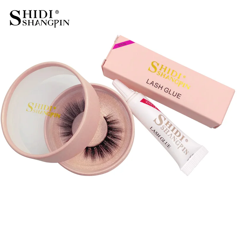

SHIDISHANGPIN 1 pair mink eyelash 1 box glue for fake eyelash natural 3d mink long lashes handmade eyelash extension makeup kits