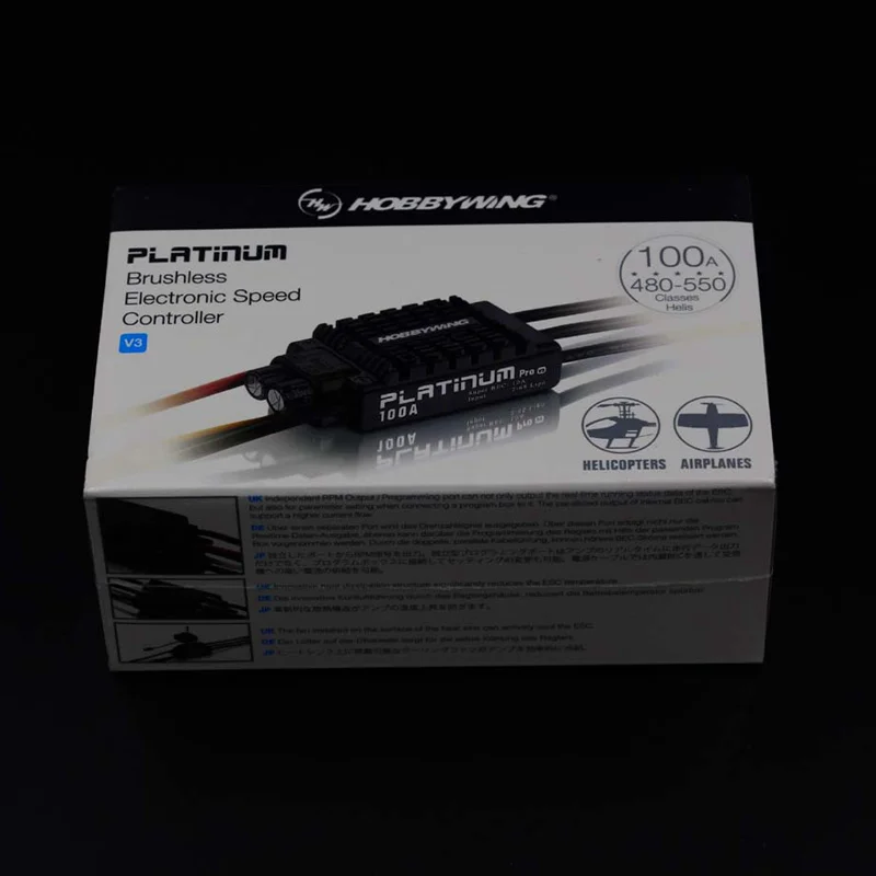 Hobbywing Platinum V3 100A 30203900 Built in BEC Speed Controller 2-6S Lipo Brushless ESC for RC Helicopter 480-550 Class Heli Hobbywing Platinum V3 100A 30203900 Built in BEC Speed Controller 2-6S Lipo Brushless ESC for RC Helicopter 480-550 Class Heli
