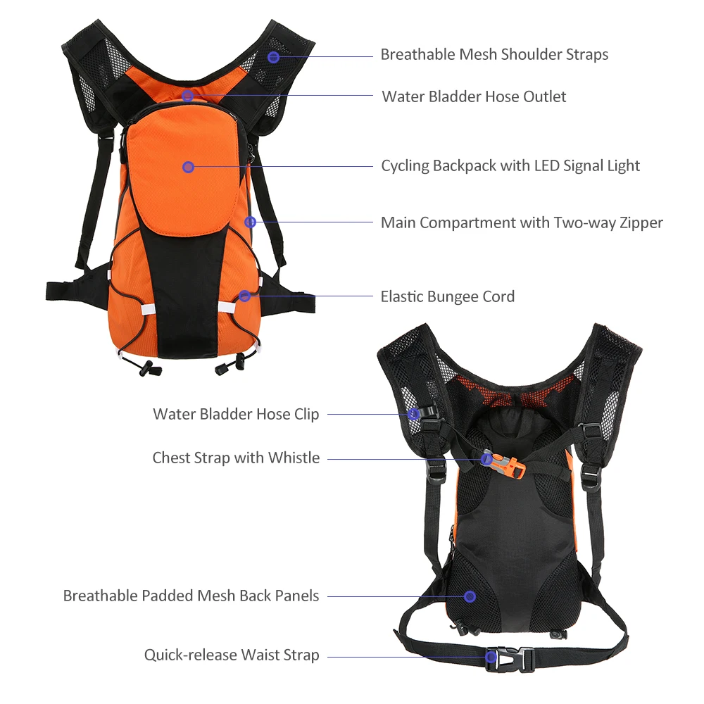 Sale Lixada 5L Lightweight Bicycle Bag USB Reflective Backpack with LED Signal Light Outdoor Sport Bag Gear for Cycling Running 4 Sale Lixada 5L Lightweight Bicycle Bag USB Reflective Backpack with LED Signal Light Outdoor Sport Bag Gear for Cycling Running 4