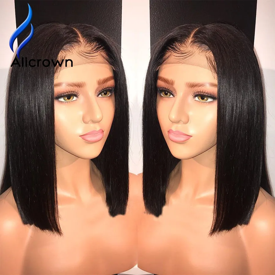 

Alicrown Lace Front Human Hair Wigs For Women Brazilian Remy Short Bob 13*4 Lace Front Wigs Bleached Knots With Baby Hair