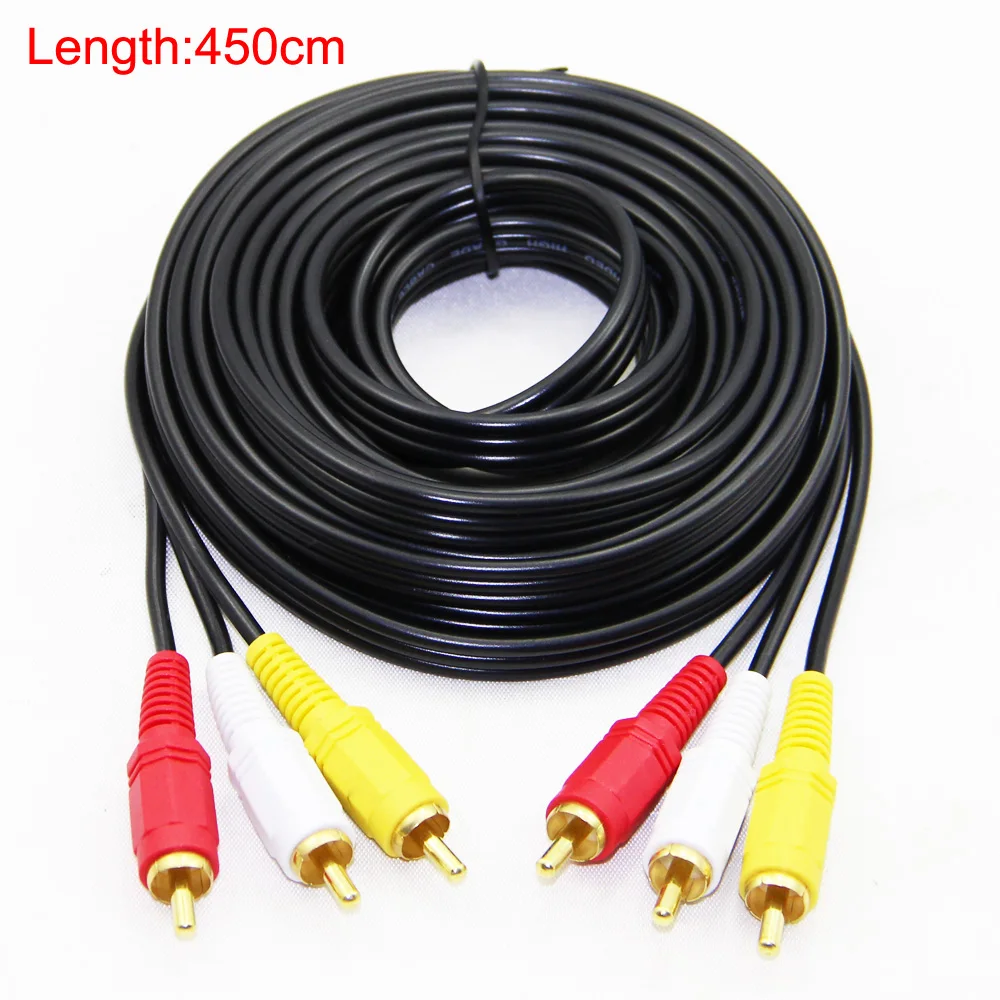 Gold Plated 3 RCA to 3 RCA Male to Male Audio Video AV Cable OFC High