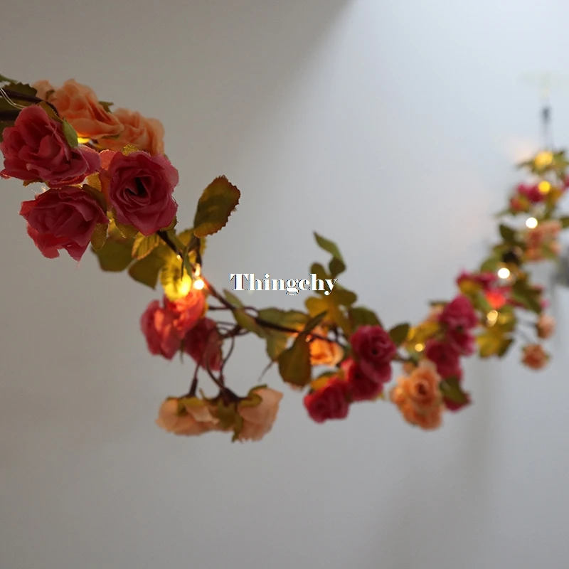 1.7m Little Rose Flor Bateria Fio de Cobre Led Luzes Cordas de Fadas para o Natal Iluminado Guirlanda Decoração do Casamento do Evento do Partido 2 de cobre led luzes da corda de