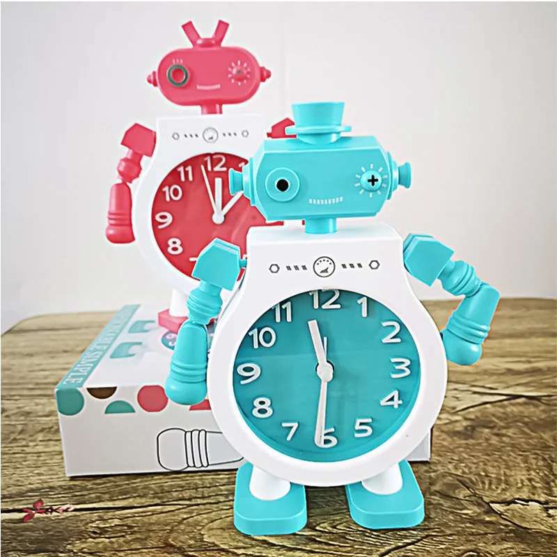 Креативные Игрушки-роботы, Будильник для детей, пара роботов, кварцевые, пробуждающиеся, настольные часы для студентов, декор в спальню, детский подарок