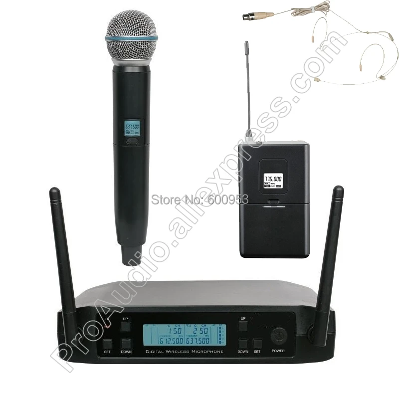 

MICWL UHF Frequency Adjustable Beige Headset Wireless Dynamic Handheld Microphone System For Karaoke Church Club 610-650MHz