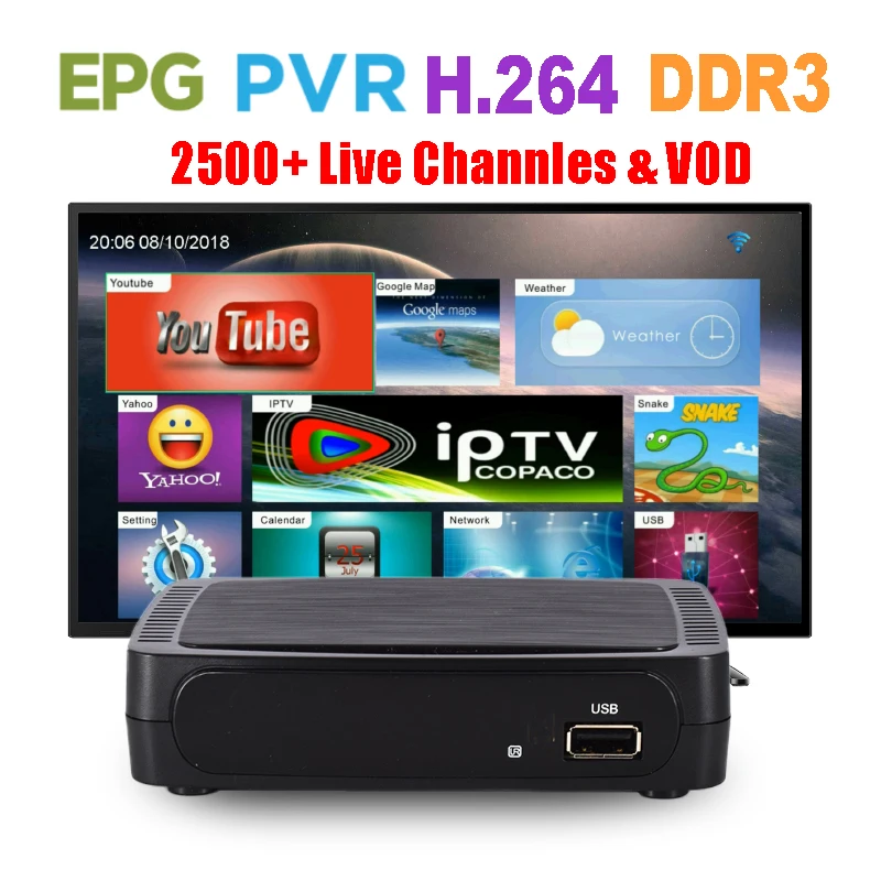 

SatXtrem M968 HD IPTV Set-top Box H.264 Network Media Player 2G DDR3 Digital TV Set Top Box Europe 2500+ Live and VOD Channels