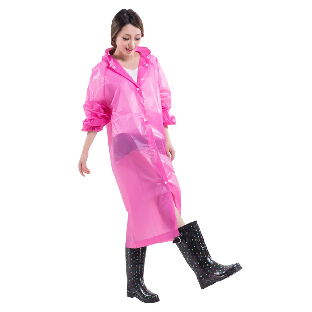 

Fashion EVA Unisex Adult Raincoat Thickened Waterproof Rain Coat Women Clear Transparent Camping Waterproof Rainwear Suit