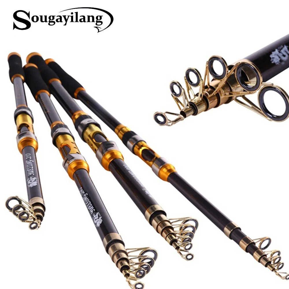 Sougayilang الغزل الصيد قضيب الكربون الألياف 99% تروت الكارب تلسكوبي قصبة صيد خشبية 2.1 M 2.4 M 2.7 M 3.0 M إغراء الصيد رود معالجة