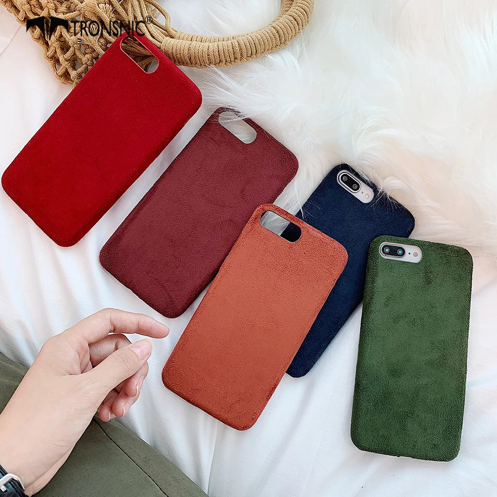 

Tronsnic Candy Plush Phone Case for iPhone X XS MAX XR Soft Deer Case for iPhone 6S 6 7 8 Plus Winter Warm Green Red Blue Covers