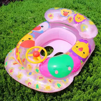 

Cute Animal Print Inflatable Safety Float Seat Baby Swimming Ring With Shade 6 Months-3 Years Old
