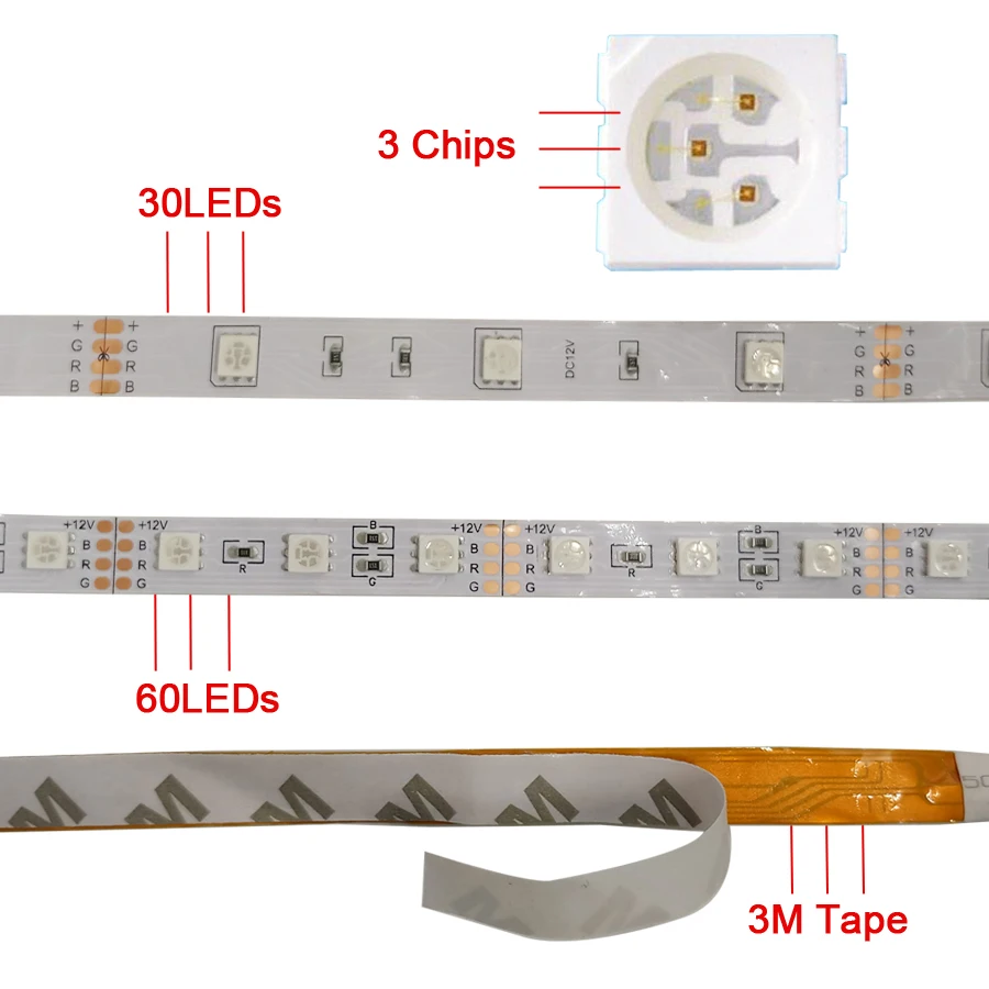 Goolook SMD 5 м DC 12 В 5050 2835 RGB светодиодные ленты свет клейкие диод rgb-лента водостойкие без мощность без контроллера