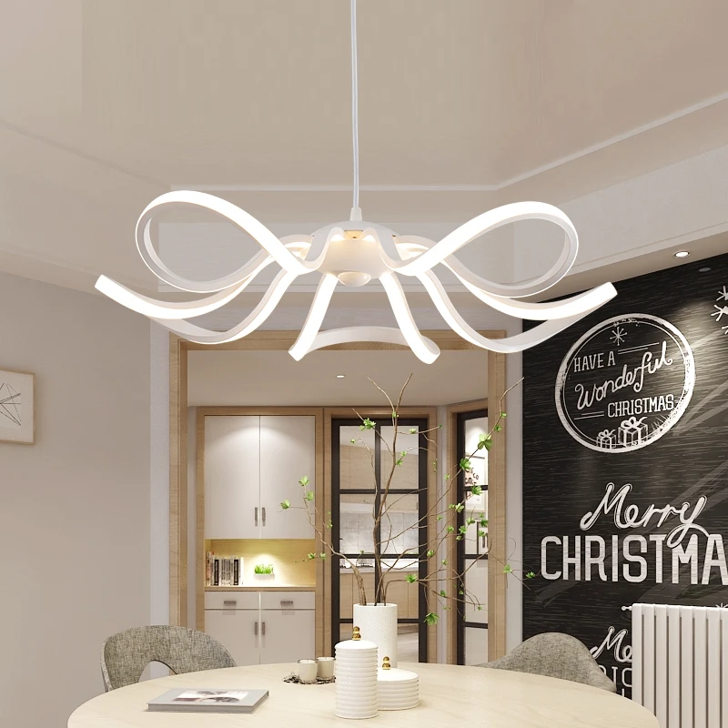 

Modern LED Pendant Light Living Room Decor Acrylic Dimmable Flower Shape Hanging Lamp with Butterfly Lamparas Lustre 65W PL1450