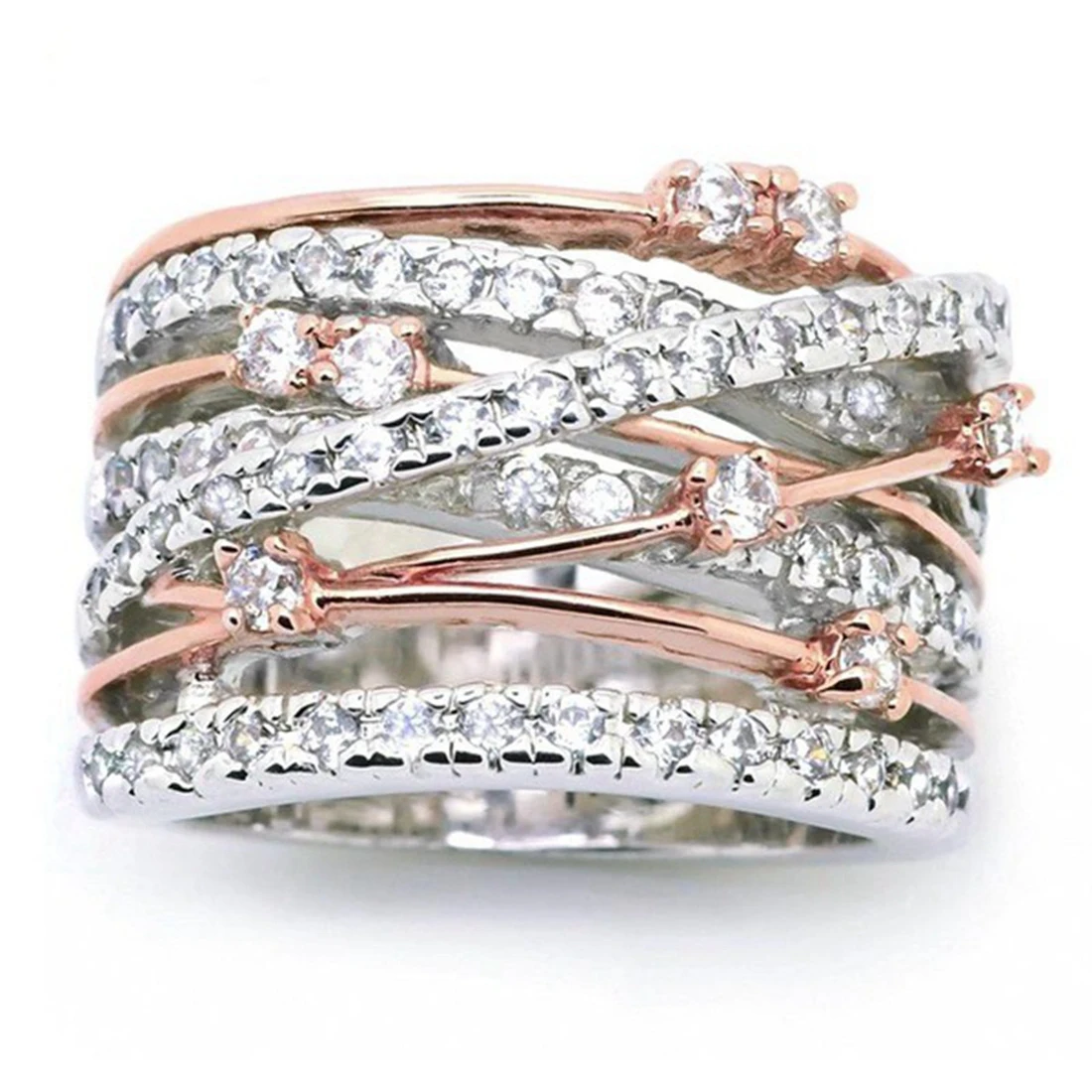Серебряное розовое золото обручальные кольца для женщин Свадебные обручальные модные ювелирные изделия Новинка
