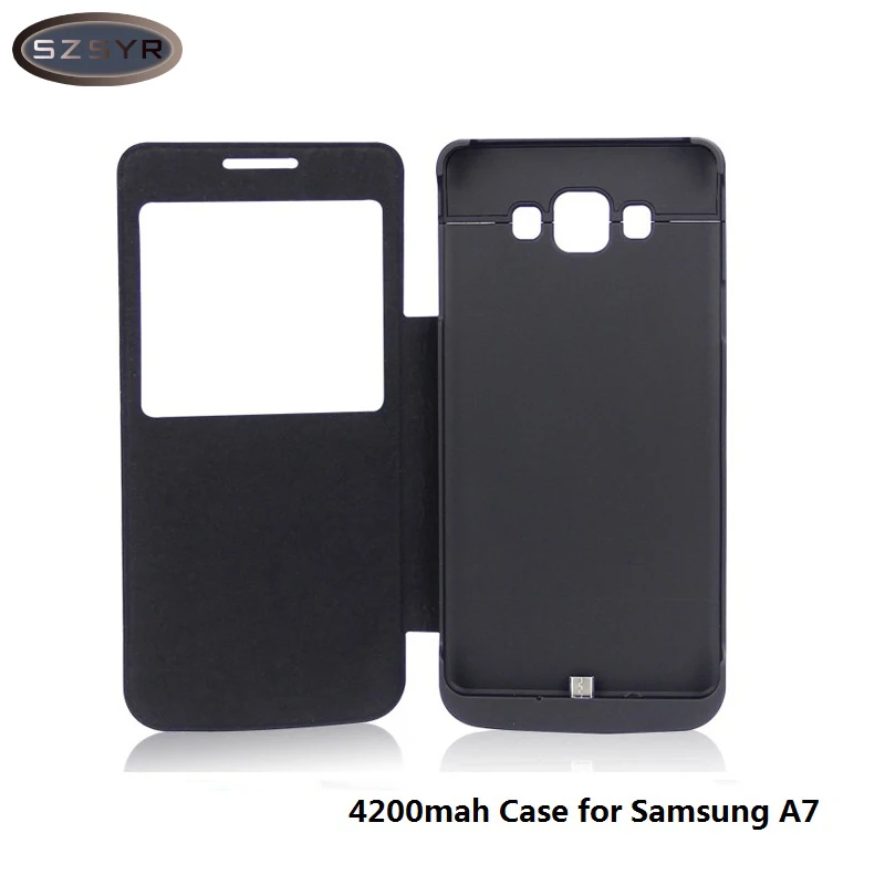 bilder für Mit Fenster Flip Abdeckung 4200 mah Energienbank Externe Batterieladung Fall für Samsung A7 Wiederaufladbare tragbare backup Freeshipping bilder für Mit Fenster Flip Abdeckung 4200 mah Energienbank Externe Batterieladung Fall für Samsung A7 Wiederaufladbare tragbare backup Freeshipping