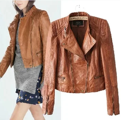 Brown Faux Leather Womens Jacket Promotion-Shop for