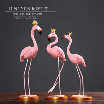 

Resin crafts crown flamingo jewelry creative home decoration living room TV cabinet lovers decorative ornaments(A929)
