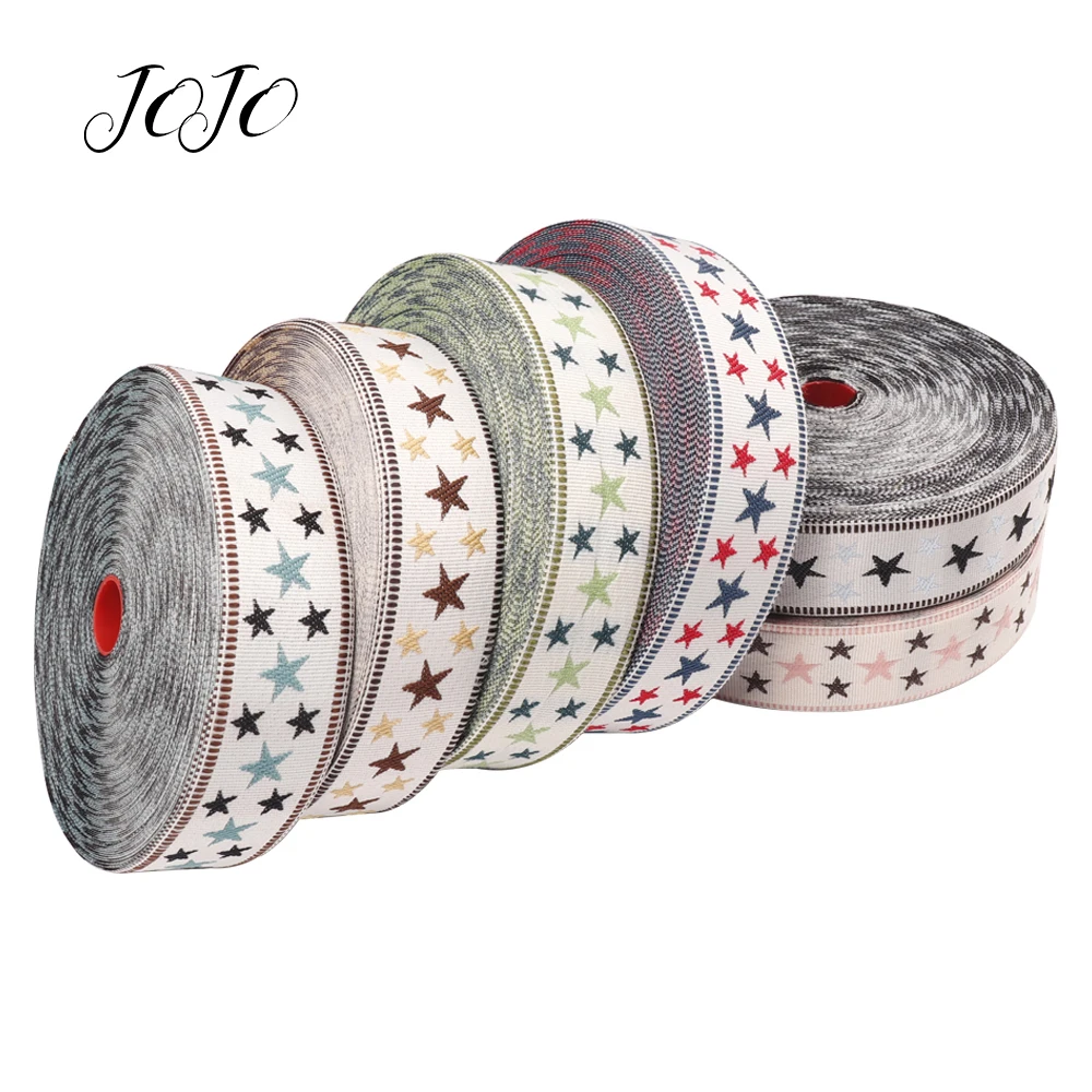 

JOJO BOWS 35mm 5y Embroidery Ribbon For Craft Star Tape For Needlework DIY Hairbow Accessories Party Decoration Apparel Material