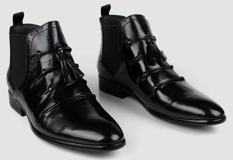 Итальянские модные мужские ботинки «Челси», модная обувь из натуральной кожи с кисточками, деловая обувь для вечеринок, мужская обувь без шнуровки, офисные Свадебные модельные туфли