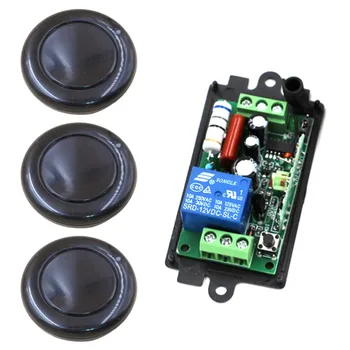 

New AC110V 220V 1CH RF Wireless Remote Control Switch System, 3 X Round Transmitter + 1 X Receiver,315/433 MHZ Black Color