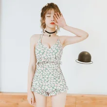 

New Summer Women Swimsuit Young Girls One Piece Swimwear High Quality Female Underwire Beach Dress Flower Printed Bathing Suit