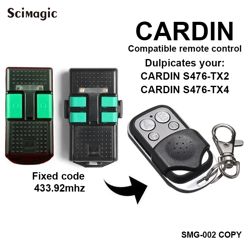 CARDIN S476 TX2 или S476 TX4 дистанционное управление гаражные ворота Замена клон дубликатор фиксированный код 433,92 МГц