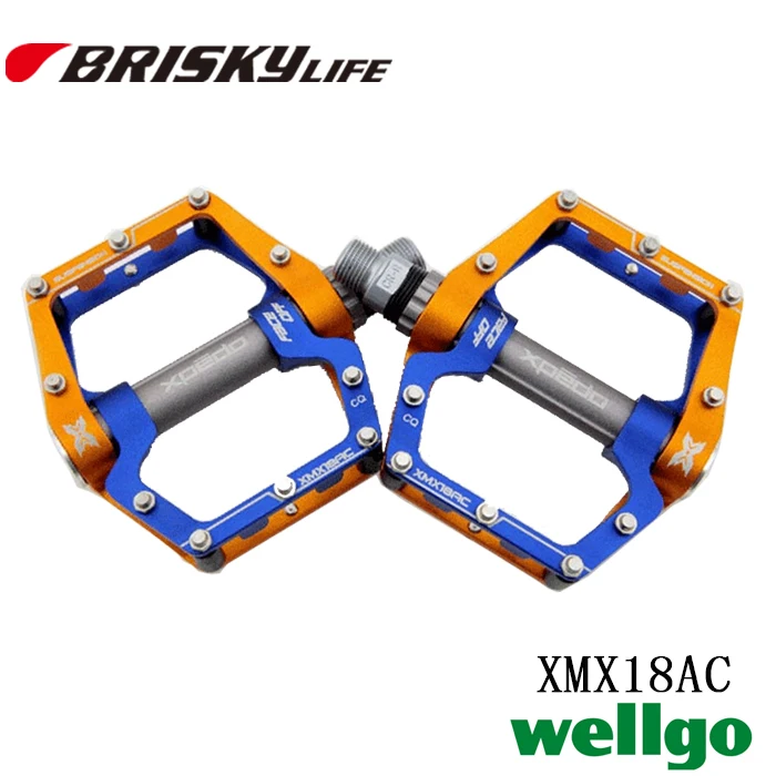 Free shipping Wellgo pedals XMX18AC colorful bule and gold bike pedals