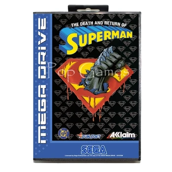 

The Death and Return of Superman with Box for 16 bit Sega MD Game Card for Mega Drive for Genesis Video Console