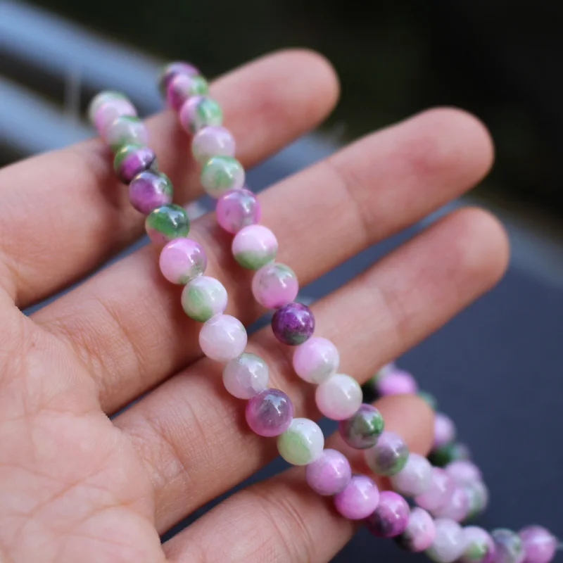 

1strand of 6mm 8mm Synthetic Stone beads Bosi Stone Simply Light Purple and Green Color Fashion beads for jewelry making