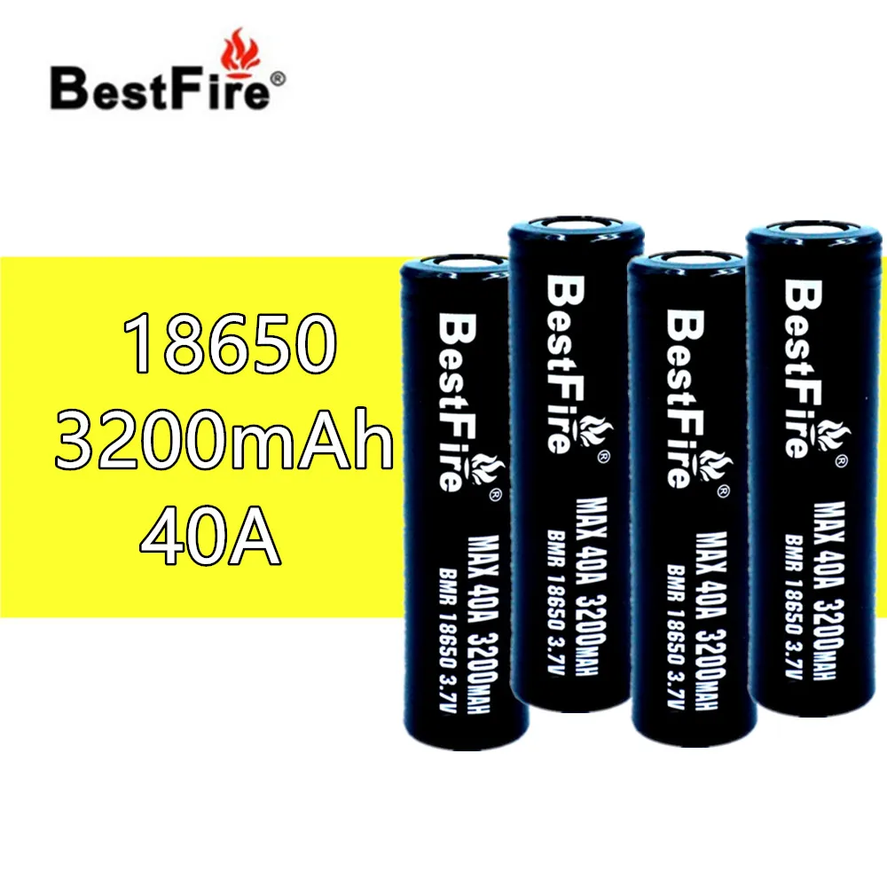Аккумуляторная литий-ионная батарея BESTFIRE IMR18650 3200 мАч 40 А 4 шт. | Электроника