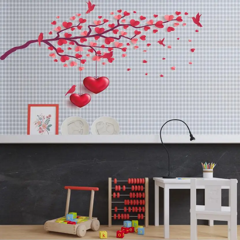 Glow in the Dark Wall Stickers Colourful Hearts Removable Girls Room Decoration
