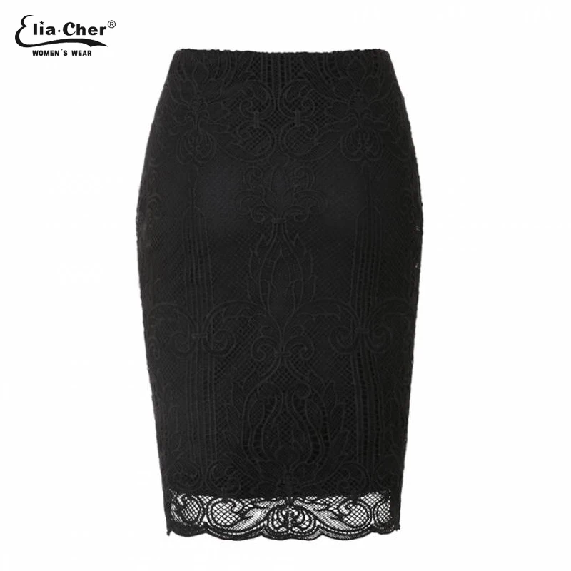 

Eliacher Sexy Women Formal Stretch High Waist Short Lace Mini Skirt Pencil Skirt White Black Skirt 6679