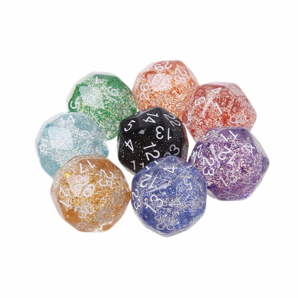 

2pcs 30 Sided Transparent Resin Dice Dungeons&Dragon D&D RPG Board Game Club Toy