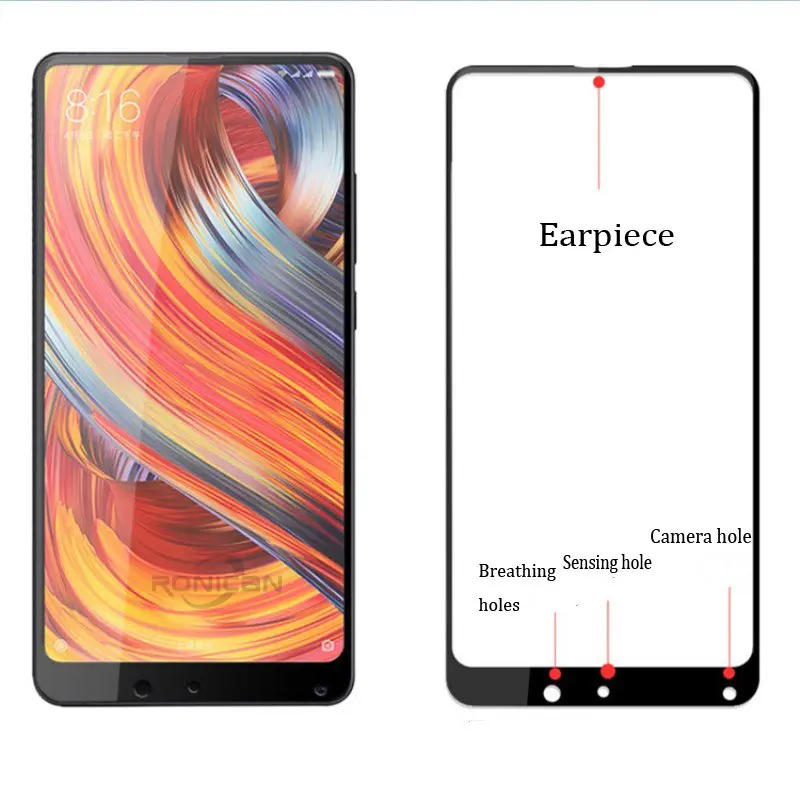 RONICAN For Xiaomi Mi Mix 2 Screen Protector 9H Tempered Glass Electroplated 4D Ultra Clear Front Full Film Case For Xiaomi Mix2 (4)