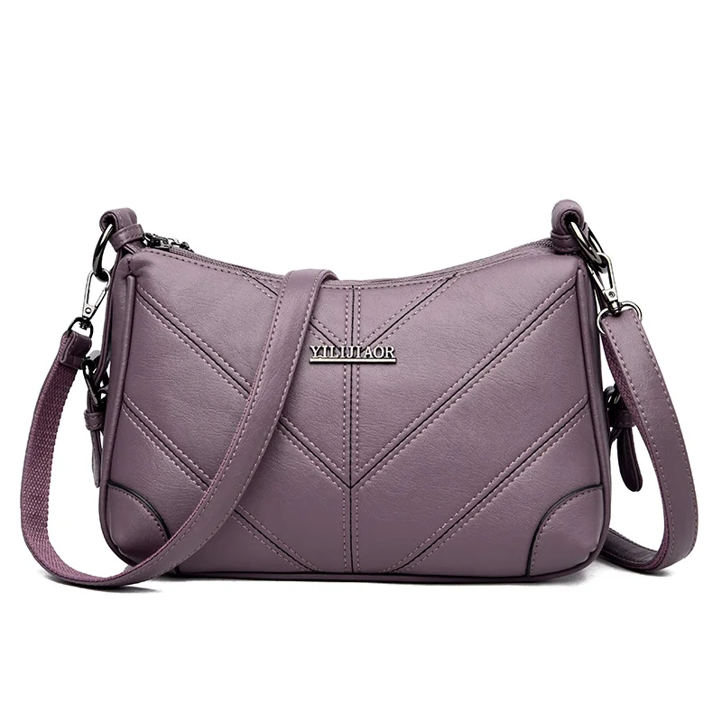 Маленькие женские сумки через плечо с длинным ремешком высокого качества из искусственной кожи сумки через плечо женские сумки-мессенджеры сумочки - Цвет: Фиолетовый