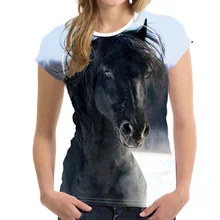 Noisydesigns Cabeça de Cavalo 3D Impressão Mulheres T Shirt do Verão Ocasional Curto T-shirt Mulher Tops T Camisas de manga Feminino k pop camiseta(China)