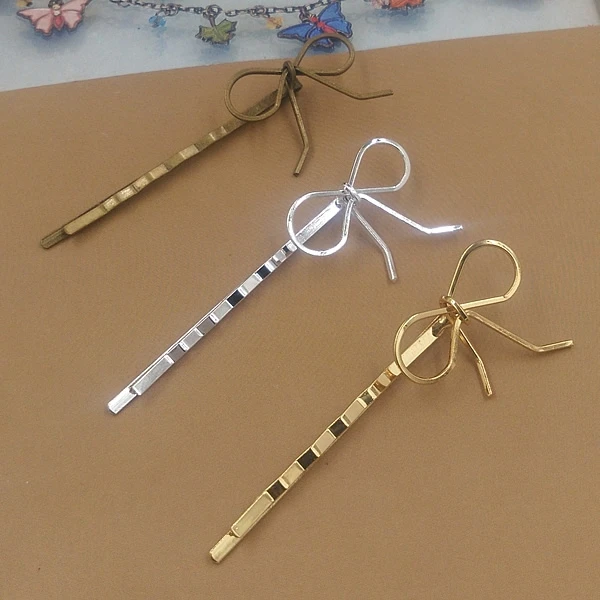 20pcs butterfly filigree wire simple hair clip bobby pin jewelry findings silver/gold/bronze plated option
