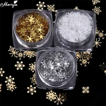 Monja 4 мм/5 мм дизайн ногтей Рождество лазерный блеск снежинки блестки хлопья 3D DIY украшения аксессуары