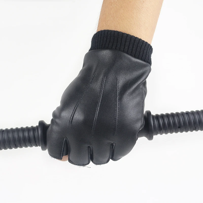 

Men Women Half Finger PU Leather Gloves High Quality Slip-resistant Luvas Fingerless Velvet Leather Gloves gants moto Guantes