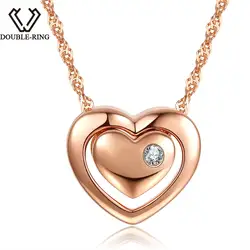 DOUBLE-R 0.025ct натуральный белый алмаз Подвески Для женщин розовое золото 925 Серебряное сердце Ожерелья для мужчин настоящий
