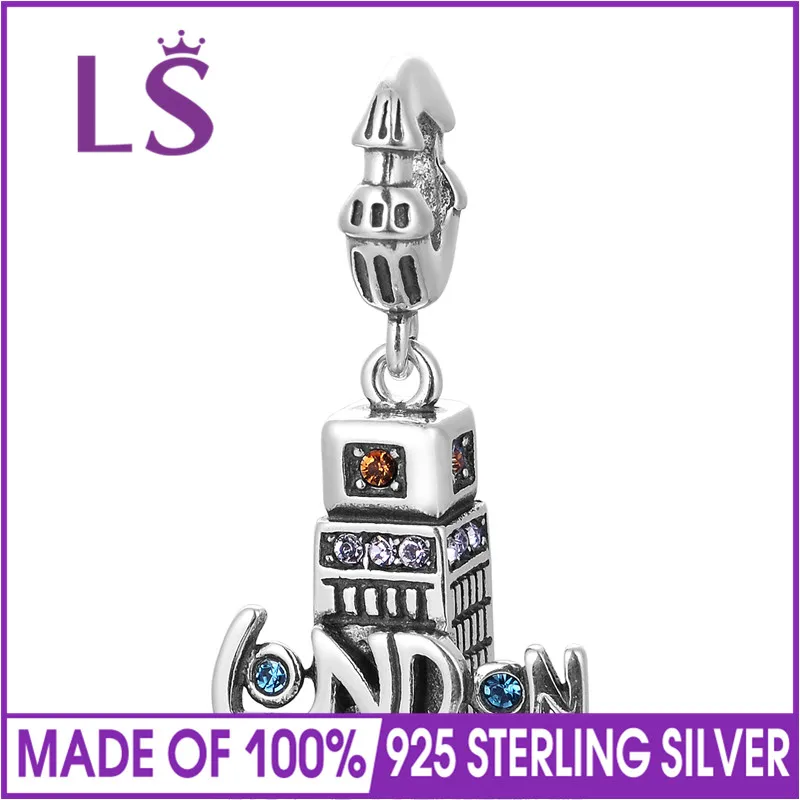 

LS Travel Memory London Charm AAA CZ 100% 925 Sterling Silver Charm Beads Fits European Charms Bracelet