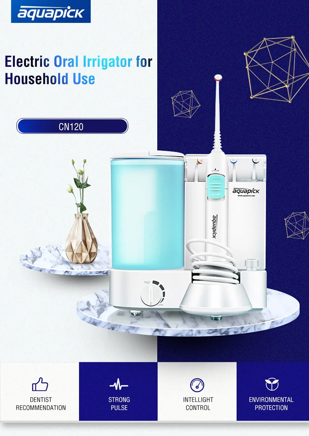 Aquapick CN120 Electric Household Oral Irrigator Dental Water Flosser