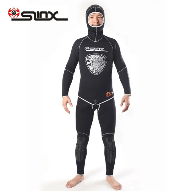 

New 5MM Neoprene Wetsuit 2-Piece with Hood Wet Suit Scuba Diving Spearfishing Wet Suit Stretch Max Farmer John Wetsuit