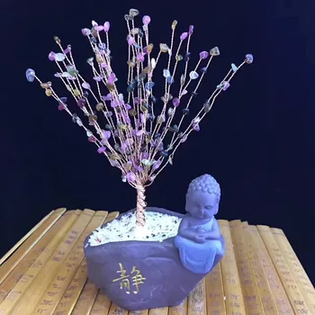 

2017 new popular natural tourmaline crystal green crystal tree bouquet