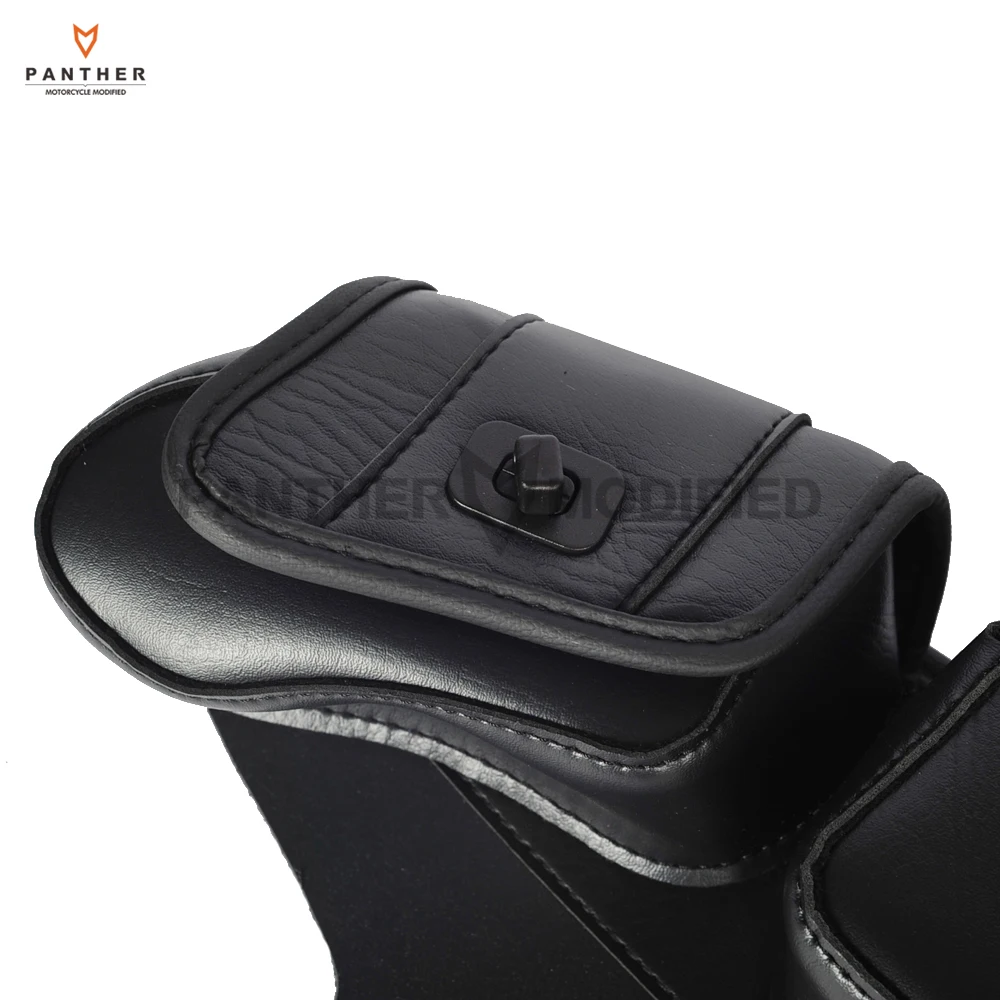 Preto motocicleta windshield saco sela 3 bolsa