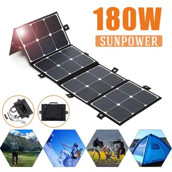 

New Portable 180W 18V Solar Panel Folding Foldable Waterproof Charger Power Bank for Phone Battery USB Port for outdoor