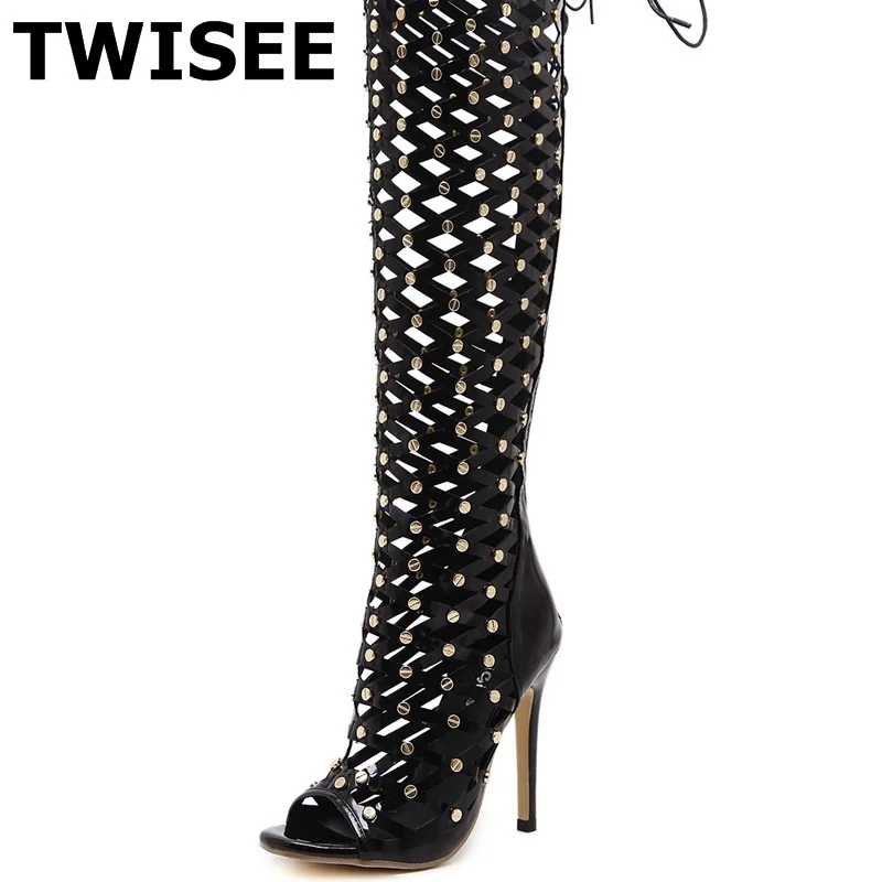 

women over the knee boots peep toe new style zapatos mujer woman party shoes comfort fashion butterfly knot solid