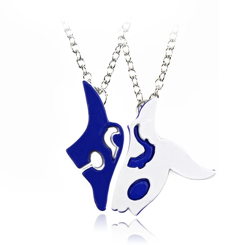 LOL Kindred the Eternal Hunters Necklace,Kindred Wolf and Lamb Mask Pendant,Silver Plated Necklace Gift for Lovers Jewelry
