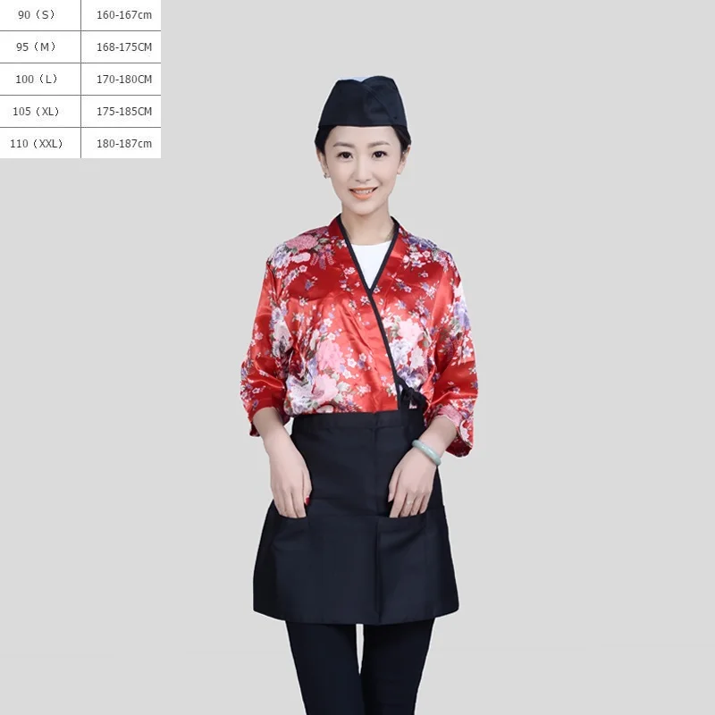 (10sets-Hat-Apron-Shirt) высококлассные японской кухни услуги повара японский ресторан тонкая одежда официанта Рабочая спецодежда униформа повара