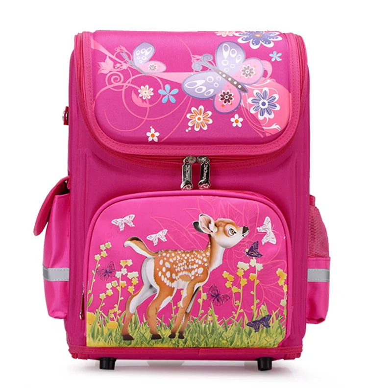 

2019 Cartoon School Backpacks For Girls Boys Fawn Car Pattern School Bag Children Orthopedic Backpack Mochila Infantil Grade 1-4